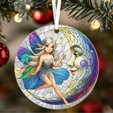 Imagem de Enfeite de acrílico vintage de fada - decoração de pendurar em vitral - enfeites e decorações de árvore de Natal - presentes para mulheres/mãe/filha/ela - anjo Suncatcher 06