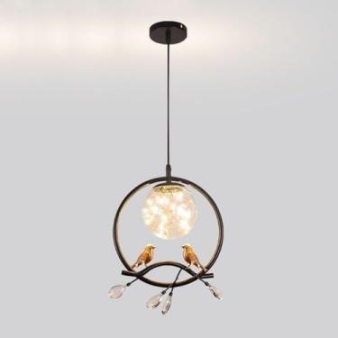 Imagem de Lustre Farmhouse Luzes Pendentes Ilha de Cozinha Moderna Luminária Pendente Pássaro Cristal Vidro Leite Lâmpada Pendurada Lustre V-intage para Sala de Jantar Quarto Corredor Foyer, Preto + f