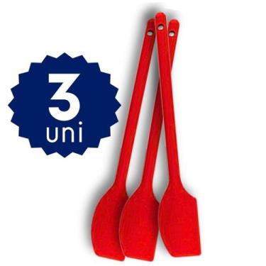 Imagem de Kit Espatula Cabo longo 30cm Silicone Pão Duro Refogar Misturar Panela