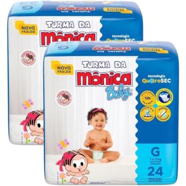 Imagem de Fralda Descartável Turma da Mônica Baby - Kit com 2 pacotes - Tam G - 