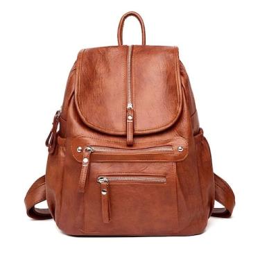 Imagem de Mochila de couro PU de tamanho grande, bonita e elegante - Lightbek Of