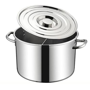 Imagem de sdjyVer Pote de sopa/balde de sopa 201 balde de arroz comercial de aço inoxidável com tampa Balde de óleo de grande capacidade balde de água fervente (tamanho: 40 cm) (35 cm)