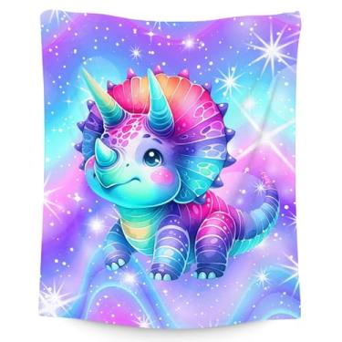 Imagem de Cobertor infantil de dinossauro, presentes para meninas pequenas, 101,6 cm x 127 cm de pelúcia macia aconchegante manta de flanela para amantes de dinossauros