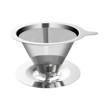 Imagem de Filtro Coador de Café 103/102 Inox Médio e Grande Reutilizável Coador Inox Pour Over Dourado/Prata(Xina193-Prata Grande)