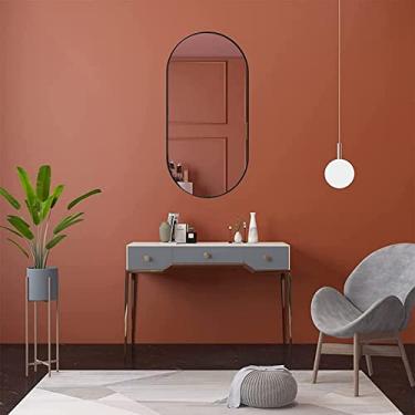 Imagem de Espelho de banheiro montado na parede espelho oval grande, espelho de maquiagem suspenso horizontal ou vertical para sala de estar, quarto, entrada espelho de banheiro espelho de decoração de parede
