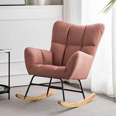 Imagem de UISLA Braço oscilante de tecido de meados do século, reclinável de lazer opcional multicolorido, ângulo de encosto de 105° único balanço, reclinável de sala de estar minimalista moderno, ferro de