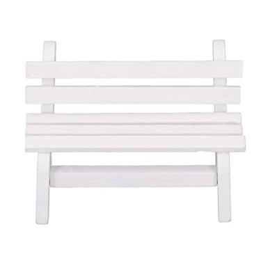 Imagem de ZJchao Móveis para Casa de Bonecas, Móveis Em Escala 1:12, Banco de Madeira para Casa de Bonecas, Simulação de Em Miniatura, Modelo Branco