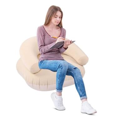 Imagem de Bewinner Espreguiçadeira Inflável, sofá de Ar, Cadeiras Infláveis ​​em Forma de U de PVC Reunidas, Poltrona Inflável Confortável para Acampamento à Noite de Cinema, sofá Externo Portátil (Cáqui)