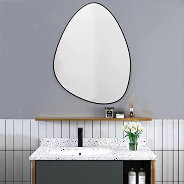 Imagem de Espelho de banheiro montado na parede Espelho de banheiro irregular para quarto entrada da sala de estar, espelho de penteadeira montado na parede, espelho decorativo moderno, espelho de decoração de