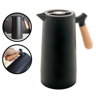 Imagem de 2 Garrafas Térmica 1 Litro Parede Dupla Cabo Madeira 1000ml - Spider, 