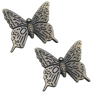 Imagem de Puxador criativo para móveis - Puxadores de porta de metal de borboleta sintética, puxadores de armário de estilo europeu para gavetas armário de TV armário de sapatos (Bronze)