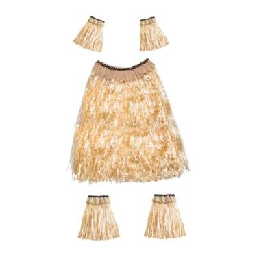 Imagem de Fiocias Conjunto de saia de grama artificial havaiana elegante, acessórios para festas festivas, Size S