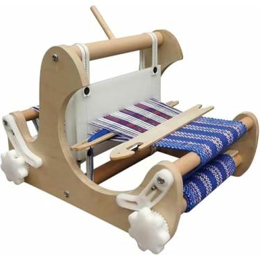 Imagem de LGEOELIAS Máquina de tecelagem de tricô manual DIY, kit de tear de tecelagem de madeira de mesa com lançadeiras e curas rígidas, largura de tecelagem 20 cm, kit de artesanato para iniciantes, artistas