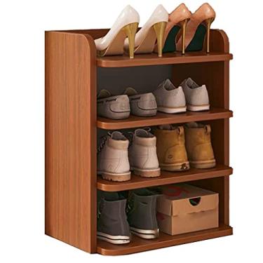 Imagem de Sapateira, sapateira de madeira para entrada, caixa de tamancos, caixa de sapatos, chinelos, tênis, botas, sapateira empilhável, bolsa de armazenamento, corredor, quarto, sapateira pequena (cor: cinza