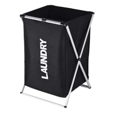 Imagem de Cesto roupa cromado desmontavel suja organizador lavanderia - Multicoi