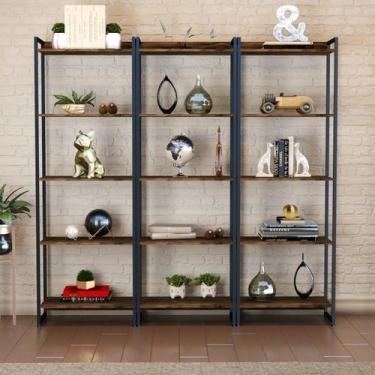 Imagem de Kit 3 Estantes para Livros Industrial Aço 5 Prateleiras 187cmx180cm Ac