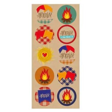 Imagem de Adesivo Redondo Festança - Cartela com 30 Unidades de 6 cm em Alta Qua