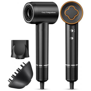 Imagem de Secador de Cabelo, Motor sem Escova de 150.000 RPM, Íons Negativos para Secagem Rápida, Silencioso e Leve, com Difusor e Bico Preto