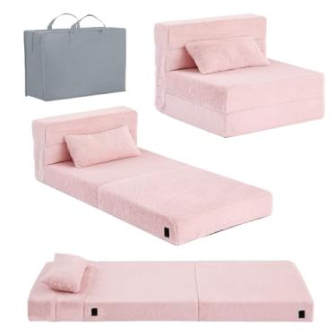 Imagem de Tiita Sofá-cama dobrável, colchão de chão para crianças, lavável e dobrável, tapete de cochilo para dormir, sofá dobrável para crianças, futon, cadeira dobrável com bolsa de armazenamento para meninas