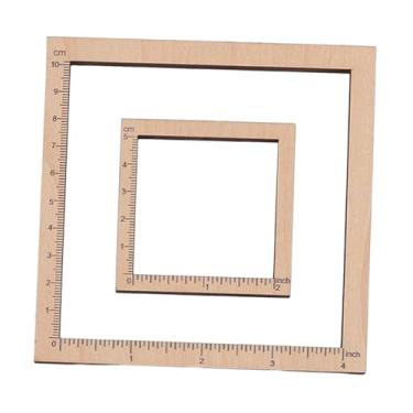 Imagem de Baoblaze Medidor de tricô de madeira, ferramentas de tricô, artesanato multifuncional, ferramentas de medição, régua de crochê para aulas de arte, alfaiataria, 3 Peças Quadradas