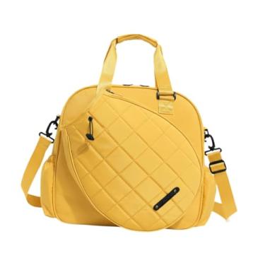 Imagem de KiBcsLic Bolsas de tênis, bolsas de pickleball, design espaçoso, bolsa estilosa, bolsa para raquete de pickleball para roupas de viagem, fitness para adultos, Amarelo