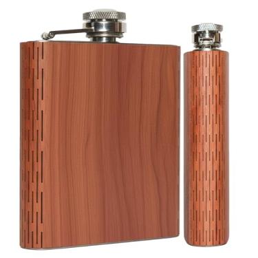 Imagem de Cantil de madeira WUDN de 170 g – Corpo de aço inoxidável, cedro aromático real