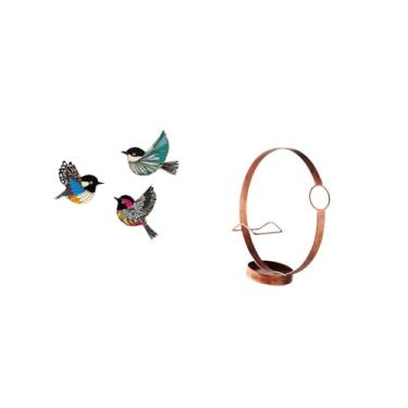 Imagem de Fenteer Arte de Parede de Pássaros de Madeira E Suporte para Garrafas de Vinho de Ferro para Jardim, Sala de Estudo, Casa de Fazenda, Organizador E Armazename