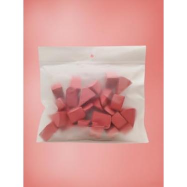 Imagem de Esponja de maquiagem descartável, 25 peças, mini aplicador, cunhas, triângulo, esponjas cosméticas, sem látex, vermelho