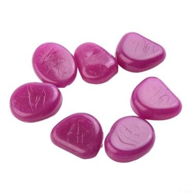 Imagem de 50 peças de seixos luminosos jardinagem aquário paisagismo roxo decoração de jardim ao ar livre, ornamentos de gramado