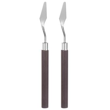 Imagem de Generic 2 facas de paleta nº 6 de aço inoxidável de 12 mm de largura, espátula pontiaguda, faca de palete de pintura com cabo de madeira para espalhamento de mistura de tela acrílica a óleo, vermelho