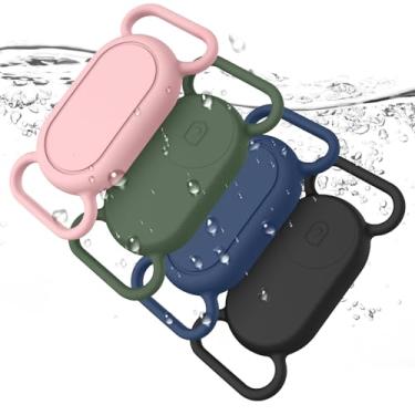 Imagem de Pacote com 4 suportes para coleira de cachorro para Samsung Galaxy Smarttag2, capa de silicone à prova d'água, resistente a arranhões, capa protetora compatível com Galaxy Smart tag2 para coleiras de