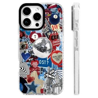 Imagem de ChiCs-Flaura Capa para iPhone 16 [proteção contra quedas de nível militar/proteção de TPU macio retrô/proteção de câmera/para mulheres e meninas] - Colagem urbana retrô NYC Disco