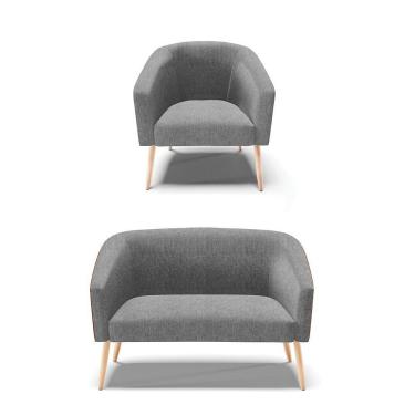 Imagem de Kit 1 Namoradeira E 1 Poltrona Nozes Com Linho Grafite A26