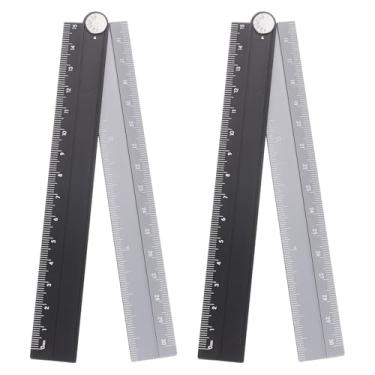 Imagem de Generic 2 réguas retas dobráveis de 30 cm, transferidor métrico de liga de alumínio, régua angular dobrável, ferramenta de medição geométrica com linha angular para escritórios de arquitetos, artistas