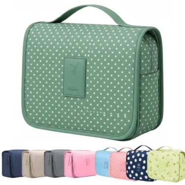 Imagem de Necessaire de Viagem com Gancho, Organizador de Produtos de Higiene, Divisórias Múltiplas, Bolsa Organizadora de Maquiagem, Necessaire Executiva Masculina Feminina (Verde Poá)