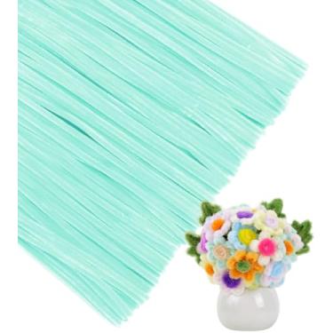 Imagem de IOOLEEM Limpadores de cachimbos, 200 peças verde claro, materiais de artesanato e artes para fazer flores, ideias para atividades de projetos de arte.