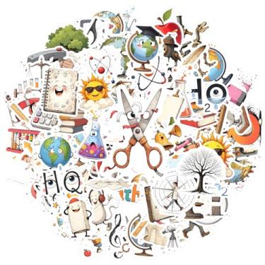 Imagem de 100 peças de adesivos de materiais escolares de música para educação científica, matemática, geografia, música, artigos de papelaria para notebook, bagagem, copo de celular, faça você mesmo, telefone