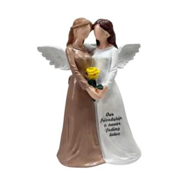 Imagem de IEUDNS Estatueta de Anjo em Resina, Obra de Arte Moderna, para Decoração de Estante Ou Escritório.