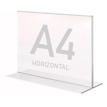 Imagem de Display Expositor T A4 21x30cm Horizontal Acrílico Ps Balcão