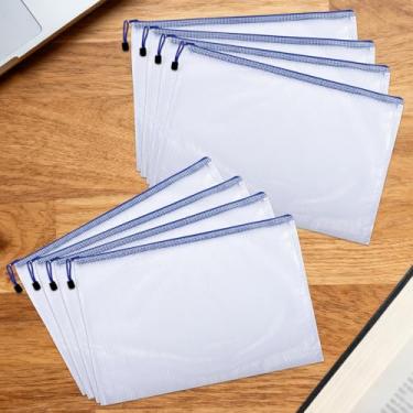Imagem de Conjunto de 8 bolsas de documentos de malha A6 com zíper, bolsas de arquivo portáteis para material de escritório, uso escolar e organização de viagens (branco, 23 x 11 x 0,2 cm)