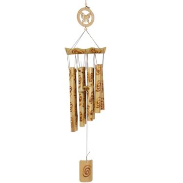 Imagem de GORGECRAFT Carrilhão de vento de bambu borboleta sino de vento de madeira com tom profundo calmante sinos de vento da sorte para ambientes externos e internos, casa, jardim, quintal, decoração
