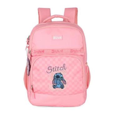 Imagem de Mochila de Costas Oficial da Disney Stitch + Chaveiro - Luxcel, Rosa