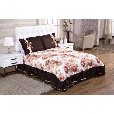 Imagem de Cobre Leito Isabela Queen 3 Pecas - Floral Marrom.