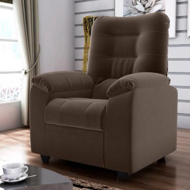 Imagem de Poltrona Reclinável Almofadada Luka Veludo Light Marrom