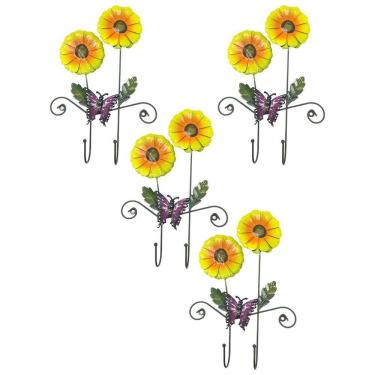 Imagem de Gancho Duplo Flor Girassol Kit 4 Unidades Chapeu Lenço Bolsa Chave Organizaçao Casa Decoraçao Entrada Jardim Enfeite