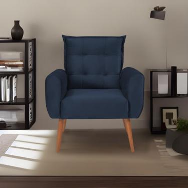 Imagem de Poltrona Decorativa Para Sala De Estar Quarto E Escritorio Dakota Veludo Matrix - Azul Azul