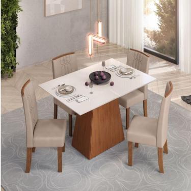 Imagem de Conjunto De Mesa Dulce Dj 1,20x0,90 Com 4 Cadeiras Zoe Freijo/off White/ Bege