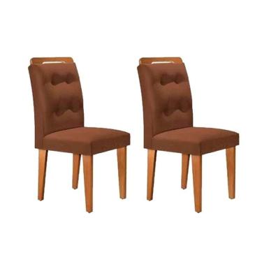 Imagem de Cadeira De Cozinha Imperatriz Kit 2 Un Madeira Capuccino Suede Marrom Rufato