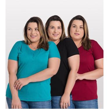 Imagem de Kit 3 Blusas Comfort Básica em Malha de Viscose com Elastano - Serena,