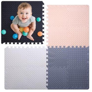 Imagem de Coolcandy Baby Foam Play Mat 16Pcs with Edge Strips, 4 Colors Interlocking Floor Tiles, 0.4″ Thickened Non-Slip Puzzle Floor Mat for Infants Toddlers Playroom & Daycare